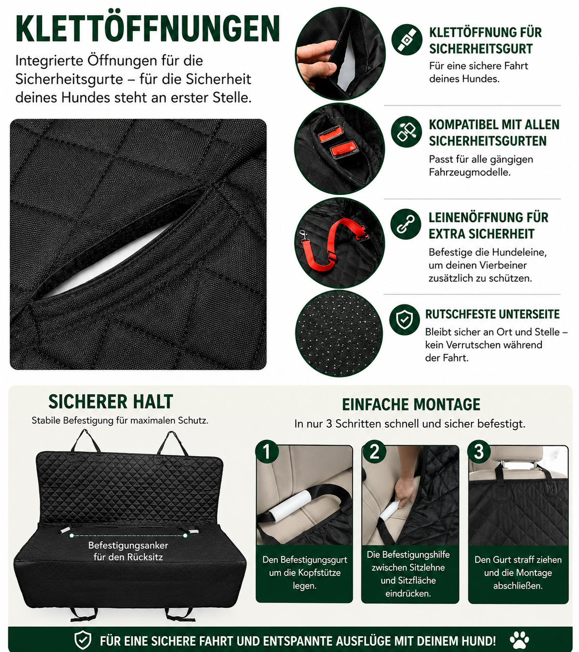 EaseLife™ AutoProtect – Premium Rücksitzschutz für Hunde